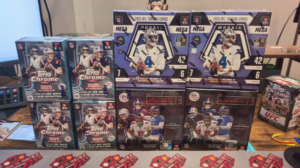 BREAK #182 : 2 SIGNATURE 2025 (MEGA) + 2 MOSAIC 2025 (MEGA) + 4 BLASTER TOPPS CHROME 2025