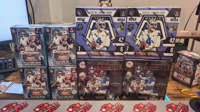 BREAK #182 : 2 SIGNATURE 2025 (MEGA) + 2 MOSAIC 2025 (MEGA) + 4 BLASTER TOPPS CHROME 2025