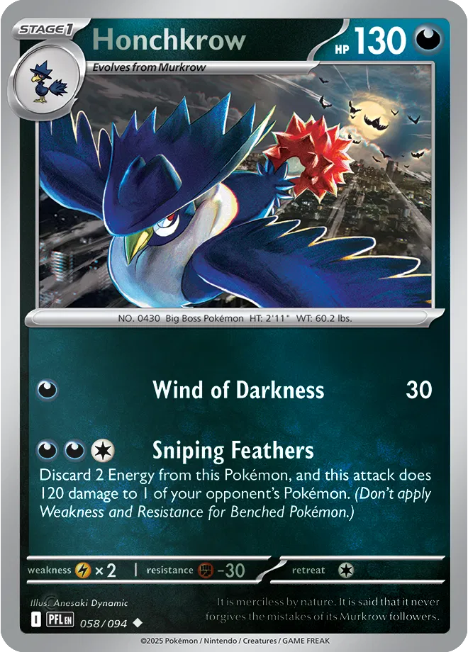 Honchkrow - Phantasmal Flames (058/094 Reverse Holo)