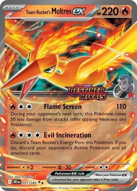 Team Rocket's Moltres ex - 31/182 (Destined Rivals Stamp) (Double Rare)