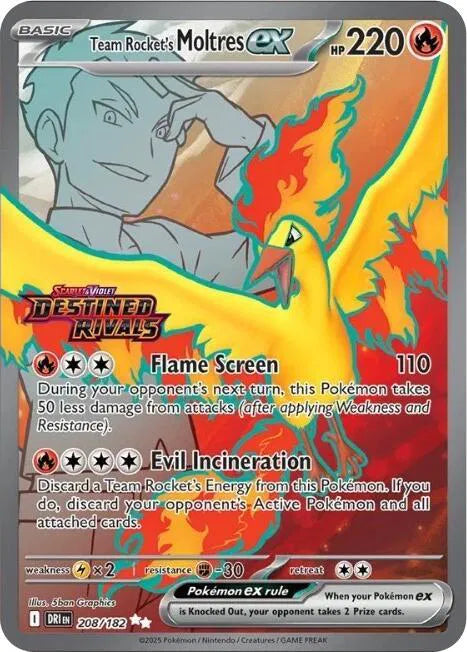 Team Rocket's Moltres ex - 208/182 (Destined Rivals Stamp) (Ultra Rare)