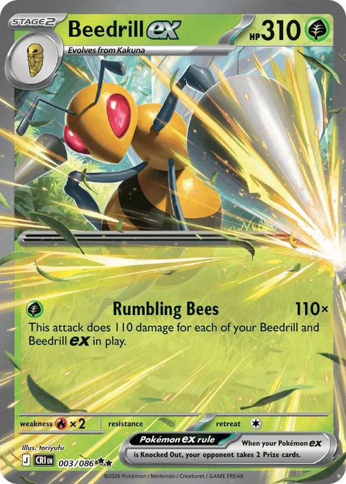 Beedrill ex - Chaos Rising (Double Rare, 003/086 Holo) — Single | God Pack Collection