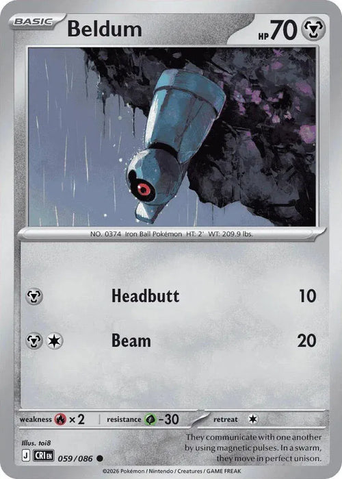 Beldum - Chaos Rising (059/086 Reverse Holo) — Single | God Pack Collection
