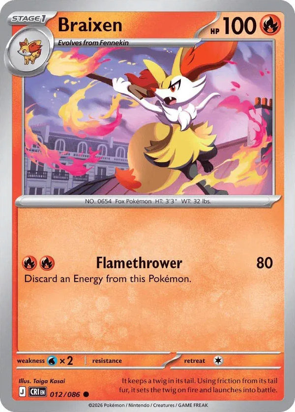 Braixen - Chaos Rising (012/086 Reverse Holo)