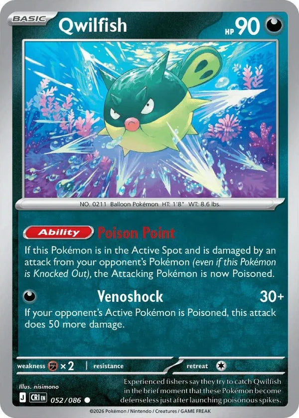 Qwilfish - Chaos Rising (052/086 Reverse Holo)