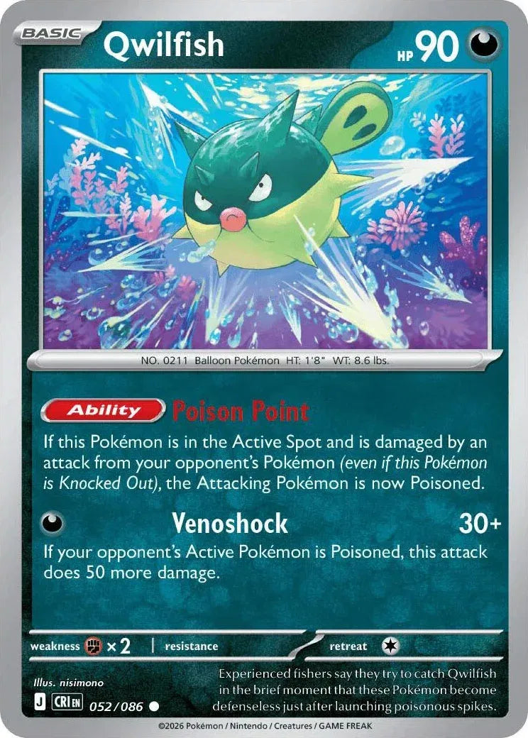 Qwilfish - Chaos Rising (052/086 Reverse Holo)